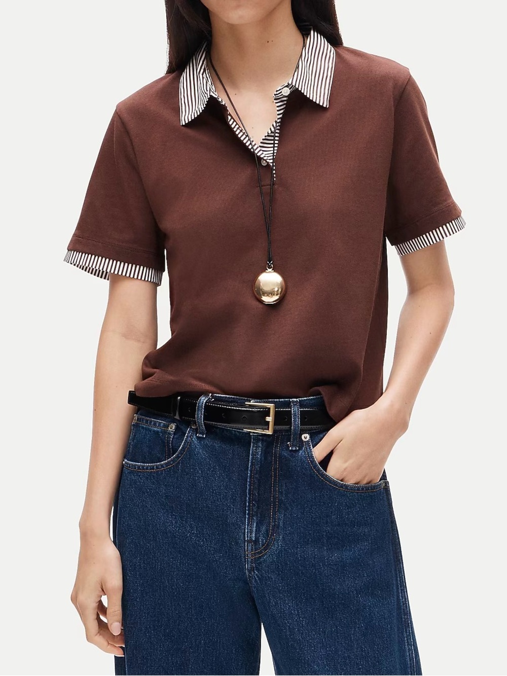NWT J.Crew Poplin-collar Polo in Mariner Cotton - Cubeb Berry